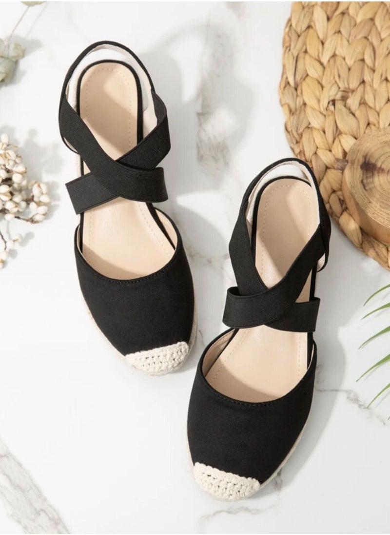Generic - Closed Toe   Espadrille Wedges Sandals Black - Image 1