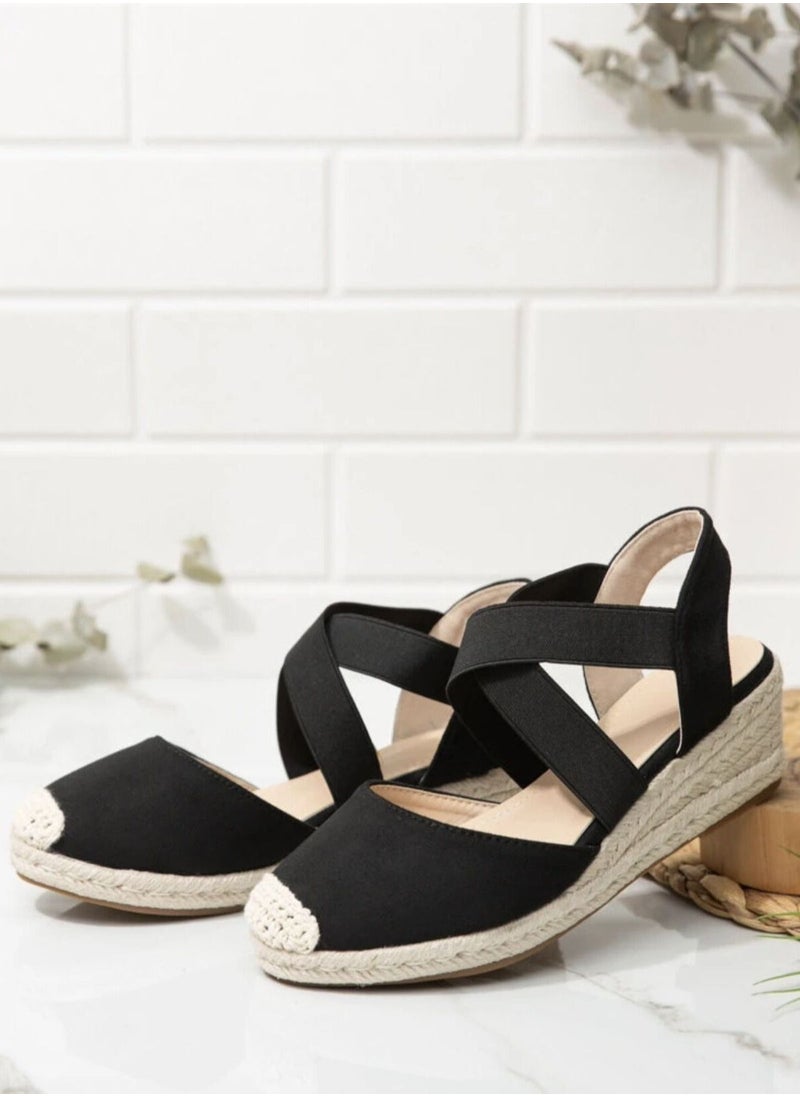 Generic - Closed Toe   Espadrille Wedges Sandals Black - Image 1