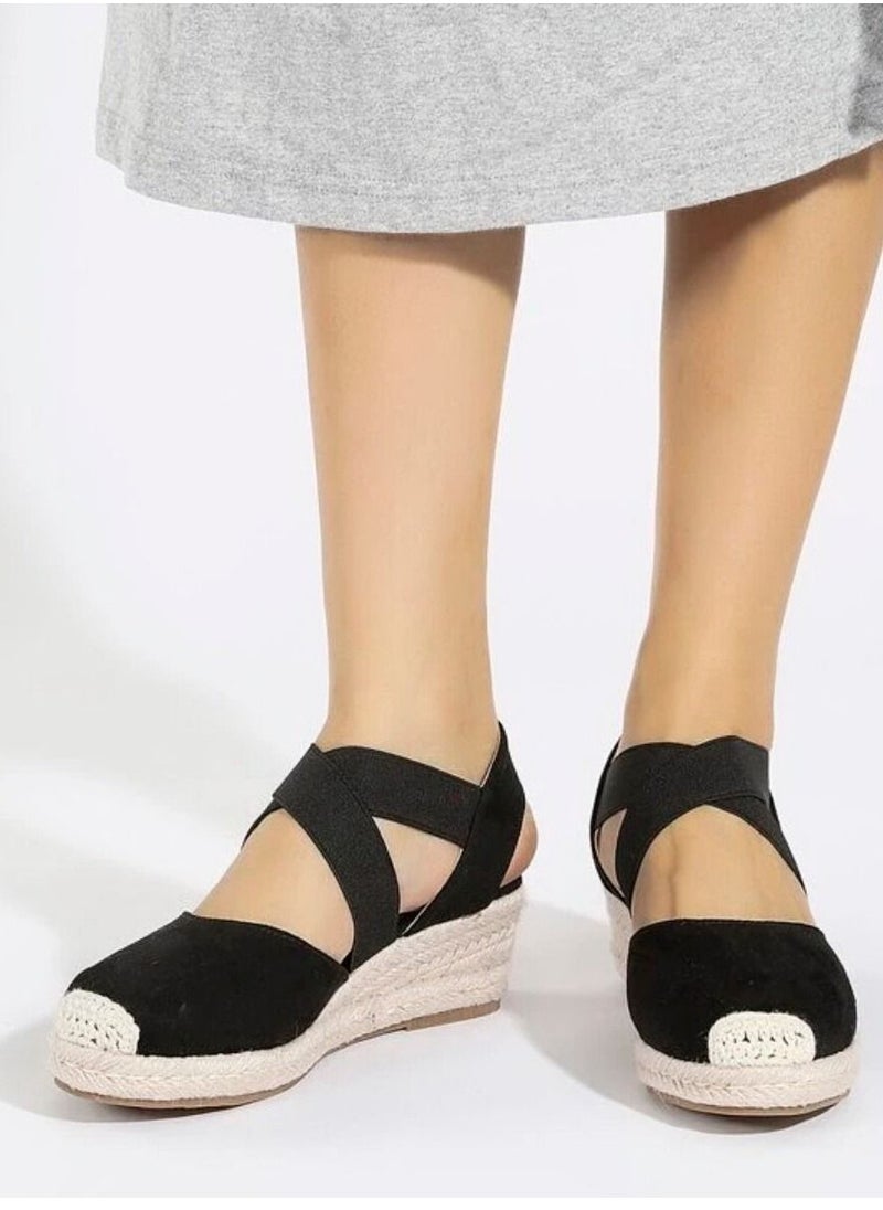 Generic - Closed Toe   Espadrille Wedges Sandals Black - Image 1