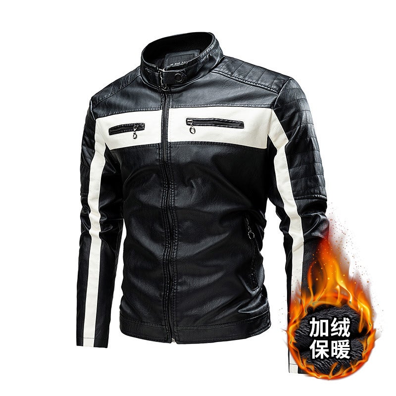 Outdoor Riding Motorcycle Leather Jacket Men'S Coat Fashionable Handsome British Style New Korean Style Collar Casual Wallet - Image 5