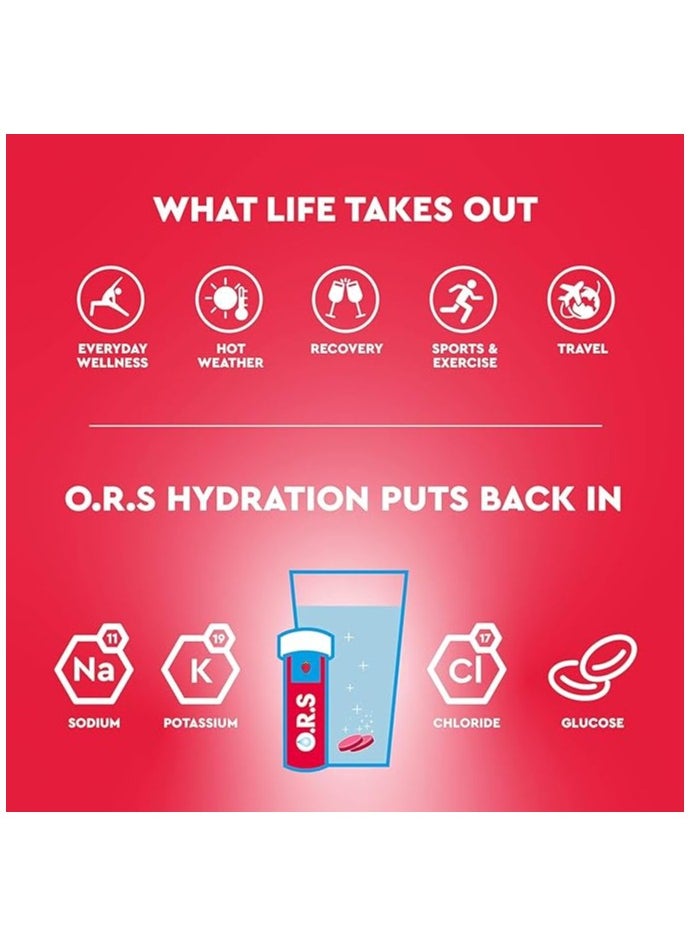 ORS - O.R.S Hydration Tablets with Electrolytes, Vegan, Gluten and Lactose Free Formula – Soluble Sports Hydration Tablets with Natural Strawberry Flavour, 36 Tablets (Pack of 3 x 12) - Image 1