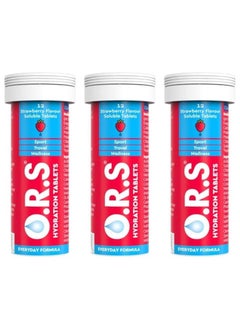 O.R.S Hydration Tablets with Electrolytes, Vegan, Gluten and Lactose Free Formula – Soluble Sports Hydration Tablets with Natural Strawberry Flavour, 36 Tablets (Pack of 3 x 12)