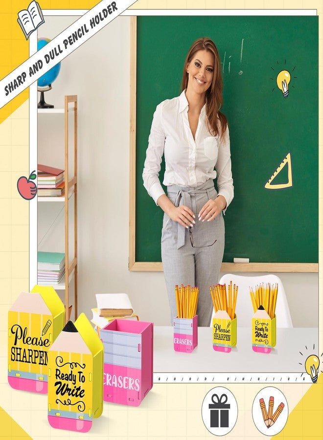 DoubleFill حامل أقلام رصاص مزدوج التعبئة مكون من 3 قطع، حاد وغير حاد، ممحاة، دلو أقلام رصاص خشبي على شكل قلم رصاص، موزع أقلام رصاص للعودة إلى المدرسة، إدارة الفصل الدراسي للمعلمين (نمط جاهز للكتابة) - Image 5