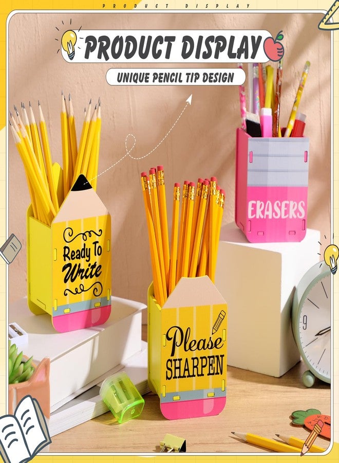 DoubleFill حامل أقلام رصاص مزدوج التعبئة مكون من 3 قطع، حاد وغير حاد، ممحاة، دلو أقلام رصاص خشبي على شكل قلم رصاص، موزع أقلام رصاص للعودة إلى المدرسة، إدارة الفصل الدراسي للمعلمين (نمط جاهز للكتابة) - Image 4