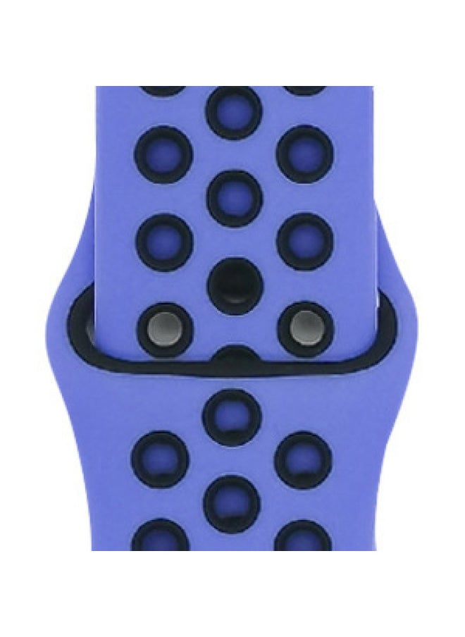 Generic - Suitable For Apple Two-color Silicone Nike Strap Nike Hole Apple Iwatch Breathable Sports Watch Strap-Color:29 Heart Blue + Black-Specifications:38/40/41mm-S - Image 1