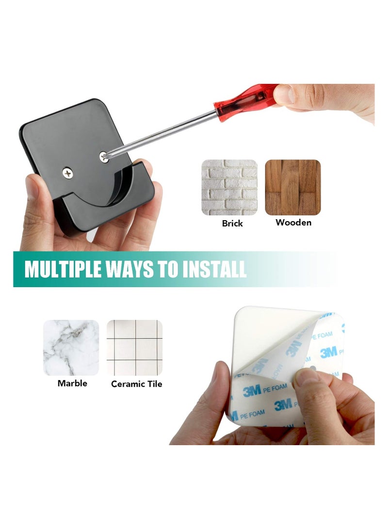 4 Pack Black Adhesive Shower Curtain Rod Mount Holder for Wall Shower Rod Tension Retainer - Image 3