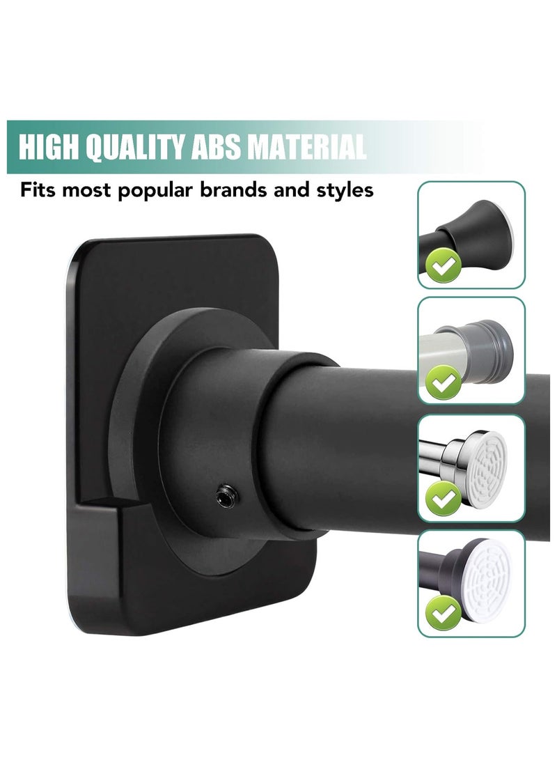 4 Pack Black Adhesive Shower Curtain Rod Mount Holder for Wall Shower Rod Tension Retainer - Image 2