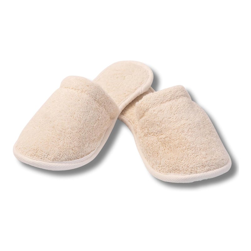 Eco Bath London Natural Toweling Slippers - Luxury 100% Organic Cotton, Ultra Soft, Machine Washable Indoor Slippers for Bath and Home S Size UK(4-5) US(6-7) 