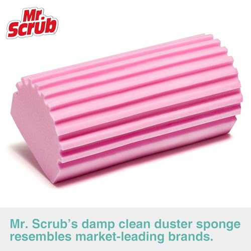MR. SCRUB 4 Pack Damp Dusting Sponge Duster Pink Dust Cleaning Sponge Reusable Household Cleaning Sponge Tool for Blinds floorboards Fan Blades Vents Glass Railings Mirrors - Image 5