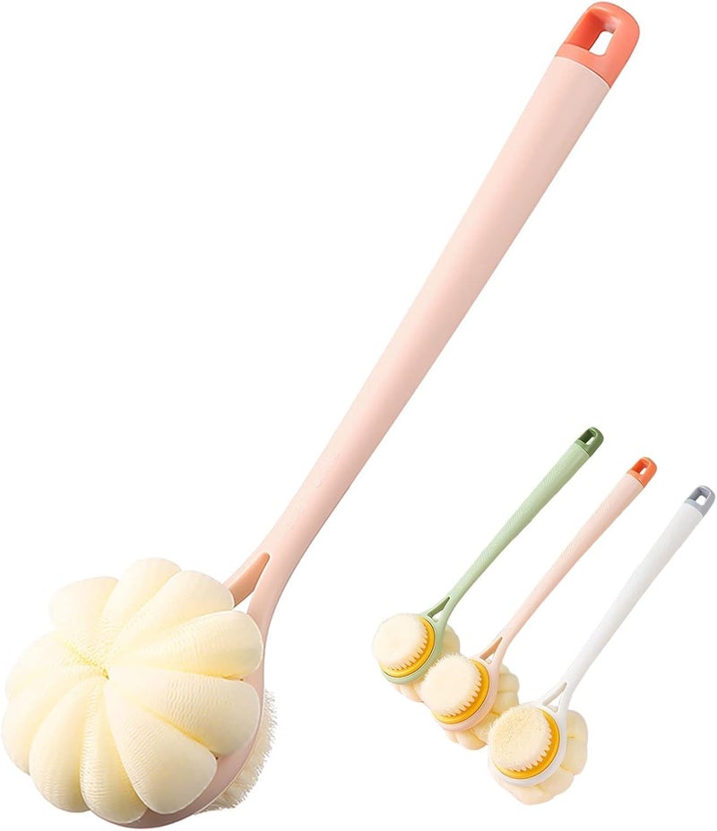 DNC 2 in 1 Body Bathing Brush with Soft Bristle and Loofah Body Back Scrubber Brush Massage Brush bath scrubber for body Exfoliating and Cleansing Multicolor 1Pc - Image 1