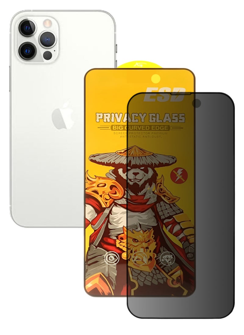 ESD Tempered Dustproof Privacy Glass Screen Protector Compatible For iPhone 12 Pro Max - Image 1
