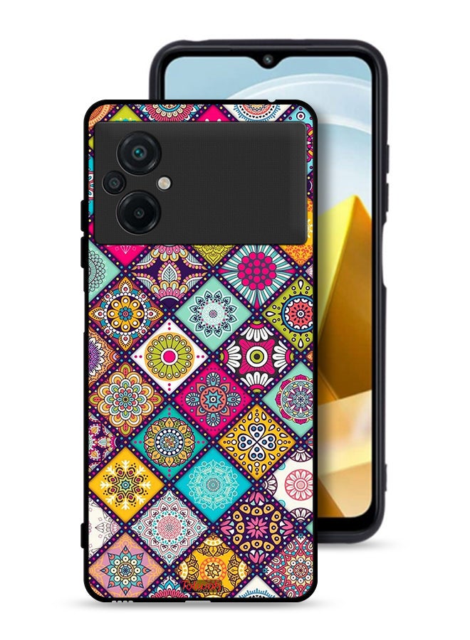 Tolwak Xiaomi Poco M5 4G Protective Case Cover Mandala Squares Pattern - Image 1