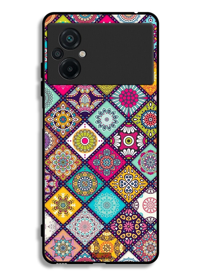 Tolwak Xiaomi Poco M5 4G Protective Case Cover Mandala Squares Pattern - Image 2