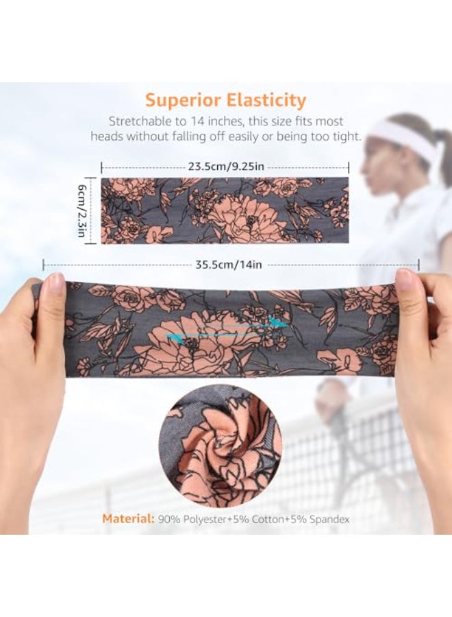 DiyJibb Headbands for Women Stretchy Non Slip Soft Cotton Cloth Hair Bands for Sports Workout Yoga and Running 7pcs - Image 3