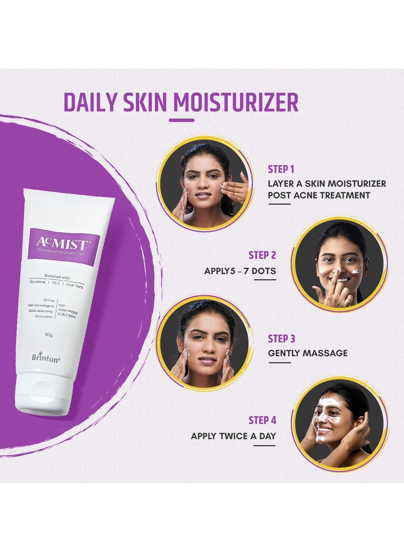 Brinton AcMist Face Moisturizing Cream Gel for Acne Prone & Oily Skin | Enriched with Vitamin E, Aloe Vera & Squalane | Non Comedogenic | Quick Absorbing Formulation | Allergen Free Fragrance - Image 5