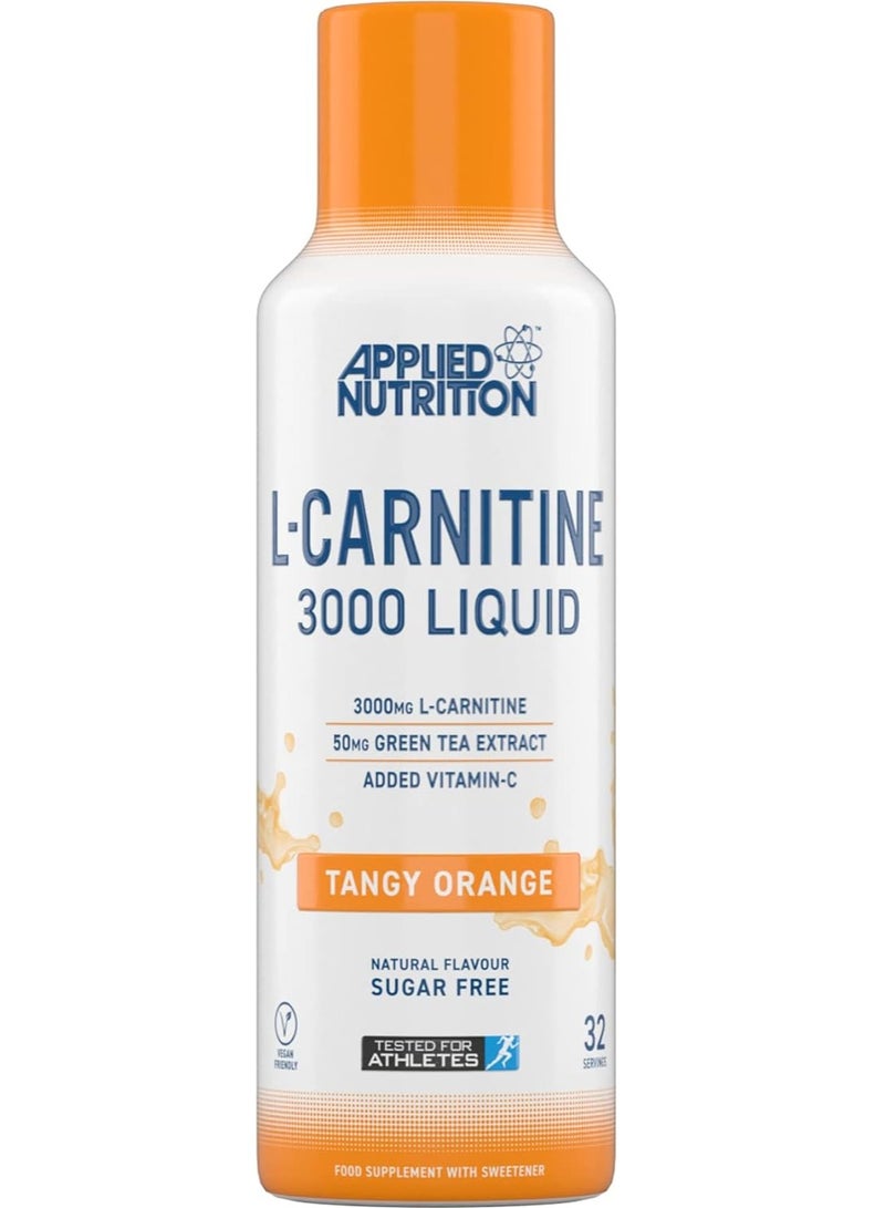 Applied Nutrition L‑Carnitine 3000 Liquid – Tangy Orange 480 ml | High‑Strength Fat Metabolizer, Vegan & Halal, with Green Tea + Vitamin C - Image 1