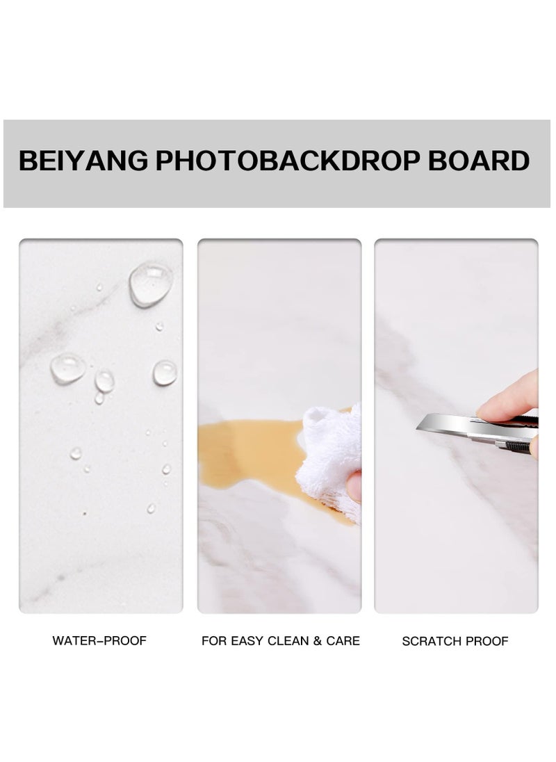 Generic 2PCS Photography Backdrop Food Background Boards 60cmx60cm Texture Photo Studio Double Sided Flat Lay Tabletop Kit for Product Props Shooting Jewelry Cosmetics Desk Waterproof (Marble Texture)  - Image 4