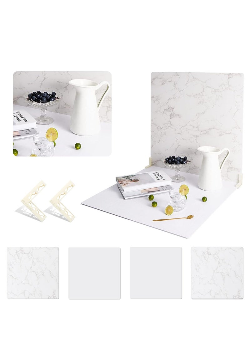 Generic 2PCS Photography Backdrop Food Background Boards 60cmx60cm Texture Photo Studio Double Sided Flat Lay Tabletop Kit for Product Props Shooting Jewelry Cosmetics Desk Waterproof (Marble Texture)  - Image 2