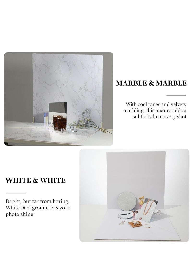 Generic 2PCS Photography Backdrop Food Background Boards 60cmx60cm Texture Photo Studio Double Sided Flat Lay Tabletop Kit for Product Props Shooting Jewelry Cosmetics Desk Waterproof (Marble Texture)  - Image 5