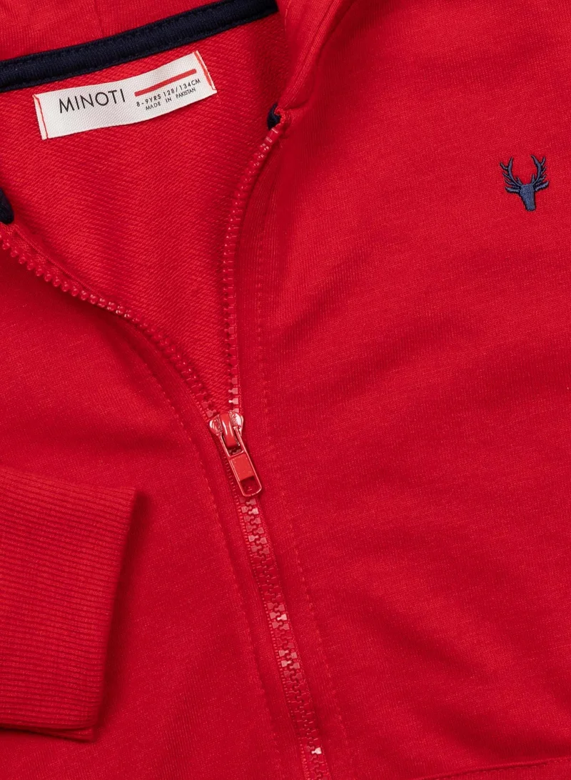 MINOTI Kids Boys' Zip-Up Hoodie with Kangaroo Pockets and Soft Lining