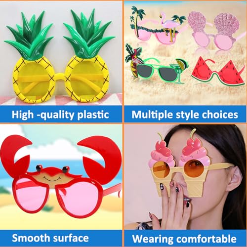 Kabcifea 12 Pairs Novelty Party Sunglasses,Funny Luau Party Sunglasses Hawaiian Tropical Beach Glasses Summer Pool Party Sunglass for Beach Themed Party Supplies - Image 3