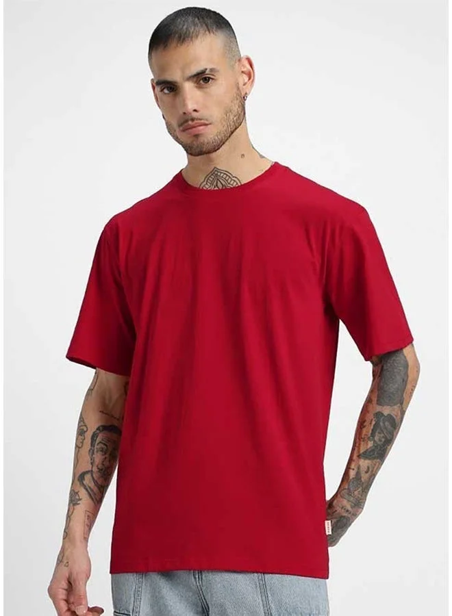 فيردو تيشيرت فيردو قطن نقي مقاس كبير نصف كم للرجال أحمر