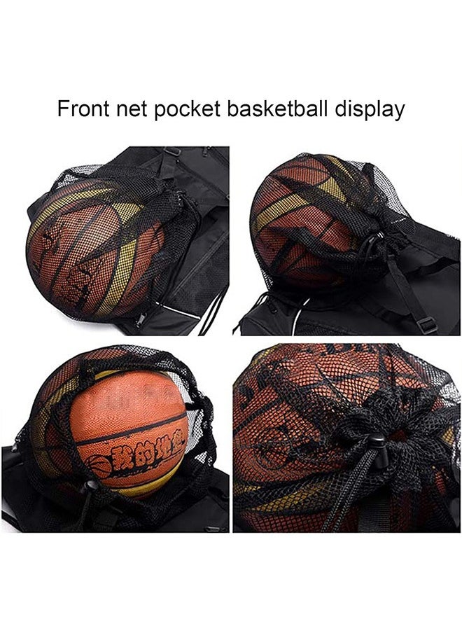Garlo Boys' drawstring basketball backpack, foldable soccer backpack, fitness bag, sports bag, detachable volleyball, baseball, yoga ball mesh bag, black  - Image 5