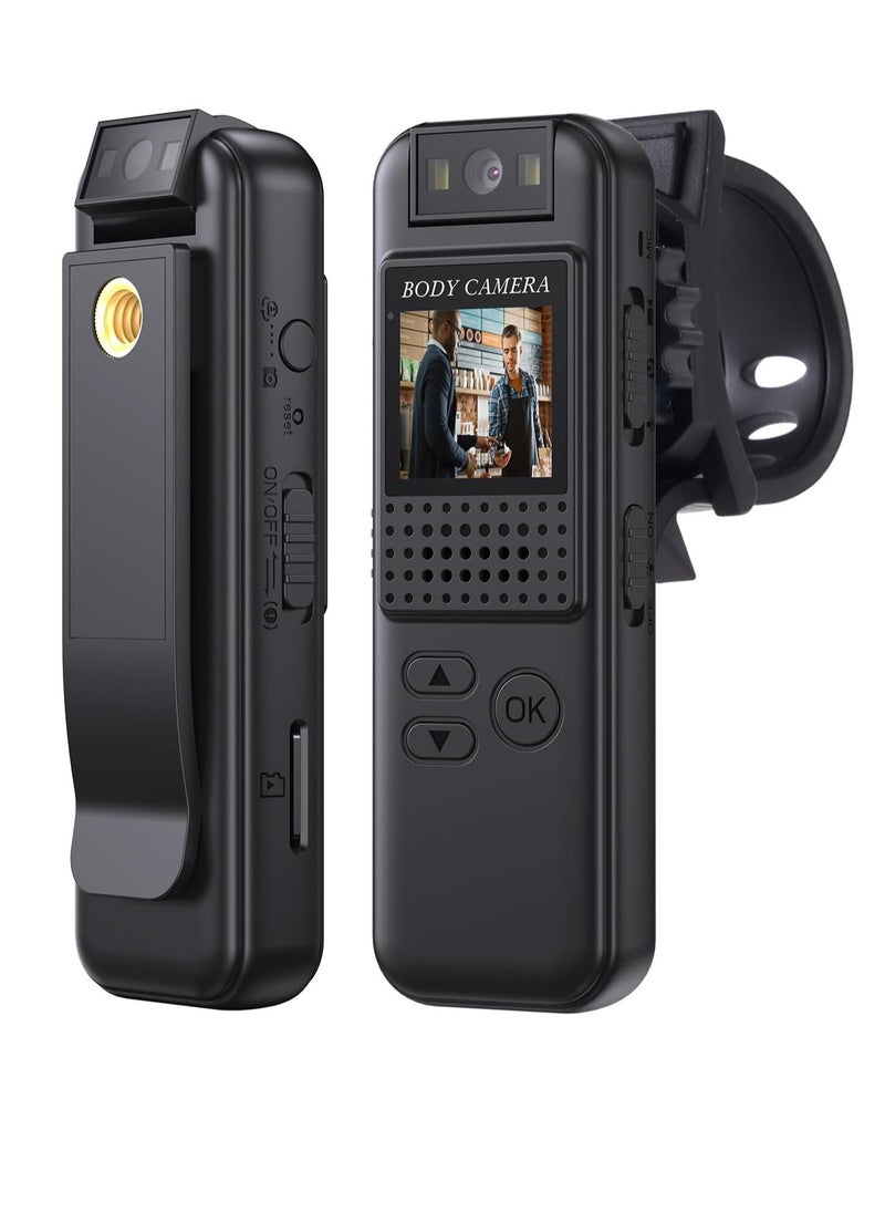 Generic K1 64G Mini Body Camera, 1080P HD Body Worn Cam Wearable with Rotatable Lens, 180¡ Body Mounted Camera with LED, Body Cam Video Recording for Riding, Pet, Office, Outdoor.  - Image 1