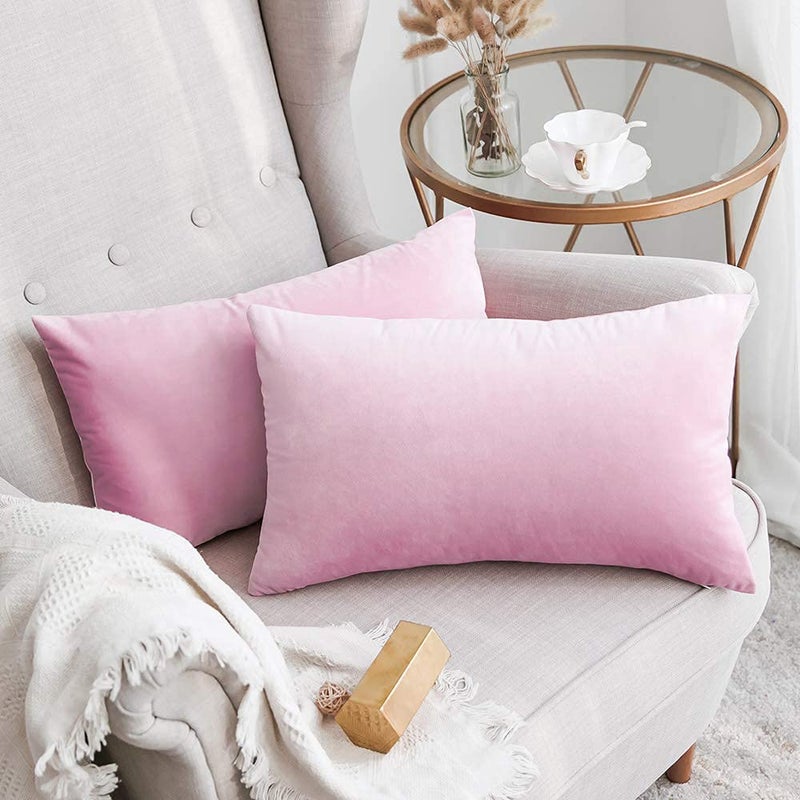 Khooti Rectangular Velvet Cushion Cover, 12x20 | Baby Pink | Pack of 2 | Solid Plain Soft & Smooth, Decorative Cushion Covers for Living Room, Bedroom, Couches, Chairs, Sofas, Beds & Home Decor - Image 5