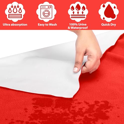 AVI FastDry Cotton Extra Absorbent Waterproof and Reusable Bed Protector/Dry Sheet for Baby- Small 50x70 cm -Red - Image 2