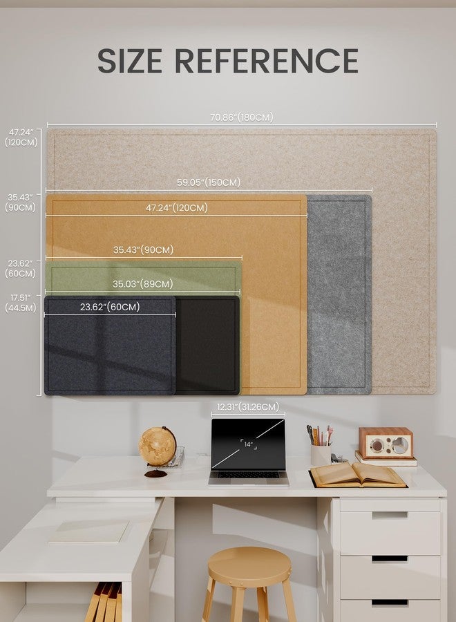Fluxynara Fluxnara Bulletin Board, 23.6" x 17.5" Cork Board Alternative with 12 Safe Removable Adhesive Tabs, Foldable Felt Pin Board for Home Office, Classroom, Bedroom,Entryway for Walls- Sage - Image 5