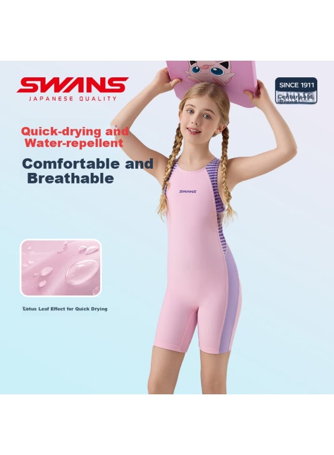 Swans Girls' One Piece Professional Training Swimwear Quick Dry Chlorine Resistant Girls' Swimwear 239 Maca Pink 130
