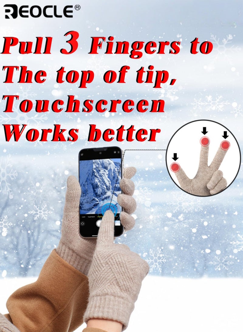 REOCLE Women's Winter Gloves with Touch Screen Design and Thermal Knit Lining Warm Gloves with Elastic Fit for Cold Weather Protection - Image 4