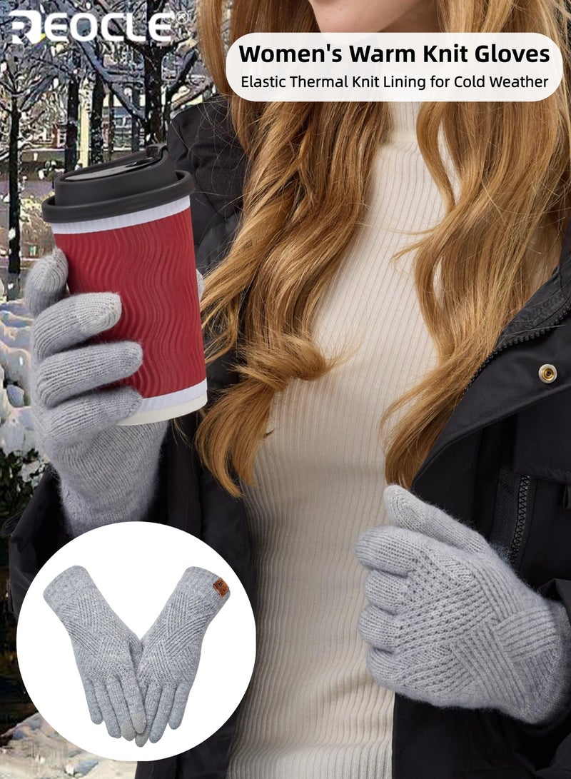 REOCLE Women's Winter Gloves with Touch Screen Design and Thermal Knit Lining Warm Gloves with Elastic Fit for Cold Weather Protection - Image 1