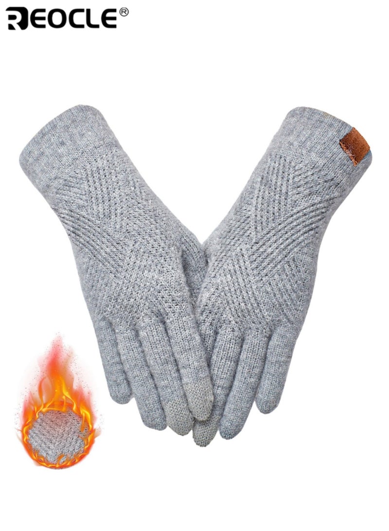 REOCLE Women's Winter Gloves with Touch Screen Design and Thermal Knit Lining Warm Gloves with Elastic Fit for Cold Weather Protection - Image 2