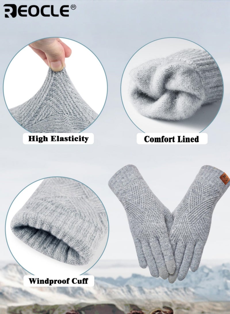 REOCLE Women's Winter Gloves with Touch Screen Design and Thermal Knit Lining Warm Gloves with Elastic Fit for Cold Weather Protection - Image 5