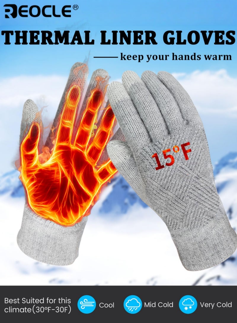 REOCLE Women's Winter Gloves with Touch Screen Design and Thermal Knit Lining Warm Gloves with Elastic Fit for Cold Weather Protection - Image 3