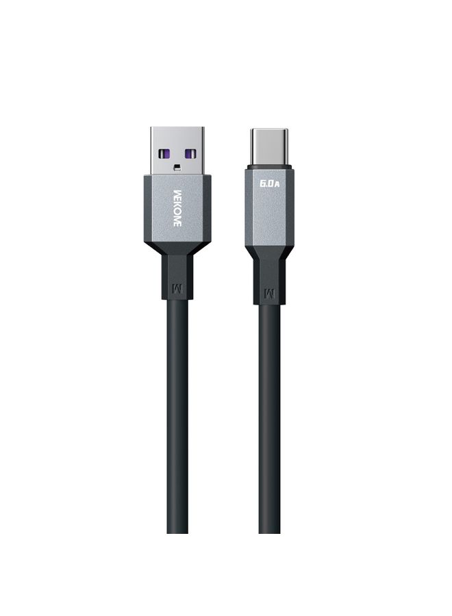 WK WDC-17 6A USB to USB-C/Type-C Silicone Data Cable, Length: 1.2m(Black) - Image 1