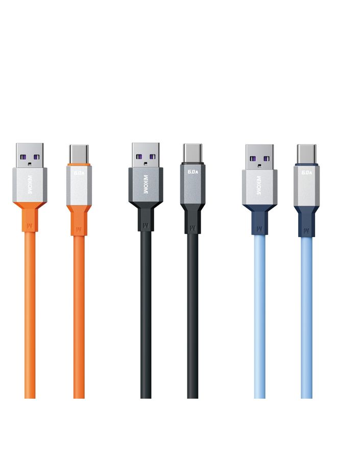 WK WDC-17 6A USB to USB-C/Type-C Silicone Data Cable, Length: 1.2m(Black) - Image 2