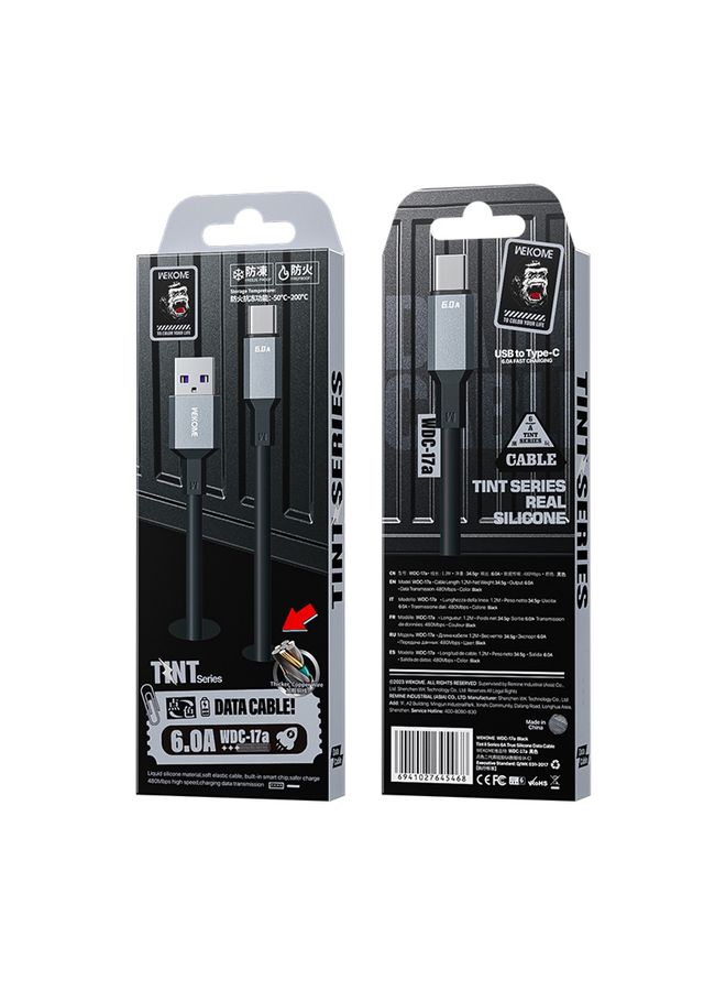WK WDC-17 6A USB to USB-C/Type-C Silicone Data Cable, Length: 1.2m(Black) - Image 4