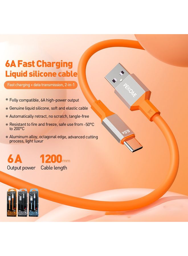 WK WDC-17 6A USB to USB-C/Type-C Silicone Data Cable, Length: 1.2m(Black) - Image 3