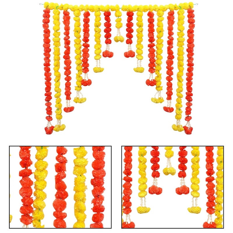 SHREYA-FASHION SHREYAFASHION Artificial Marigold Yollew Orange Flowers Ladkan Garlands Door ToranDoor HangingsLatkans for All Festivals and Special EventsHome OfficeGarden Diwali Decorations  - Image 4