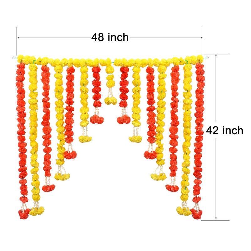 SHREYA-FASHION SHREYAFASHION Artificial Marigold Yollew Orange Flowers Ladkan Garlands Door ToranDoor HangingsLatkans for All Festivals and Special EventsHome OfficeGarden Diwali Decorations  - Image 3