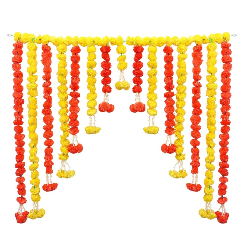 SHREYA-FASHION SHREYAFASHION Artificial Marigold Yollew Orange Flowers Ladkan Garlands Door ToranDoor HangingsLatkans for All Festivals and Special EventsHome OfficeGarden Diwali Decorations  - Image 2