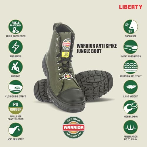 Liberty Warrior Anti Spike Jungle Boot for Men, Thermoplastic Toe Cap, Commando Army Shoes for Mens, Water Repellent, Military Boot for Men, Olive Green Size - 9UK - Image 2