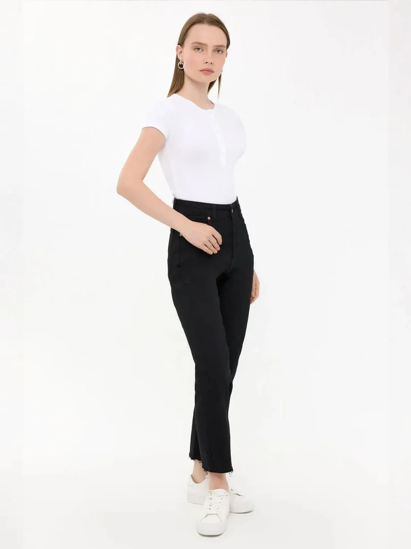 HICCUP Buttoned Short Sleeve Round Neck T-Shirt