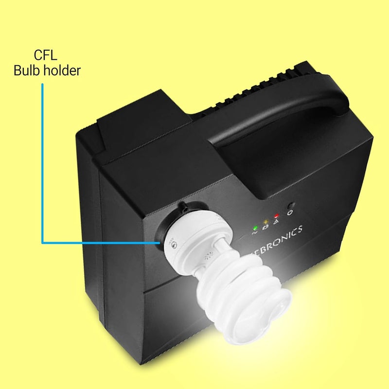 ZEBRONICS UPS CFL زيب-CU5013 مع حامل لمبة CFL، مؤشر الحمل الزائد، يعتمد على المتحكم الدقيق، مقبس DC ذو 2 دبوس، حماية من الدائرة القصيرة، مؤشر الحمل الزائد - Image 3