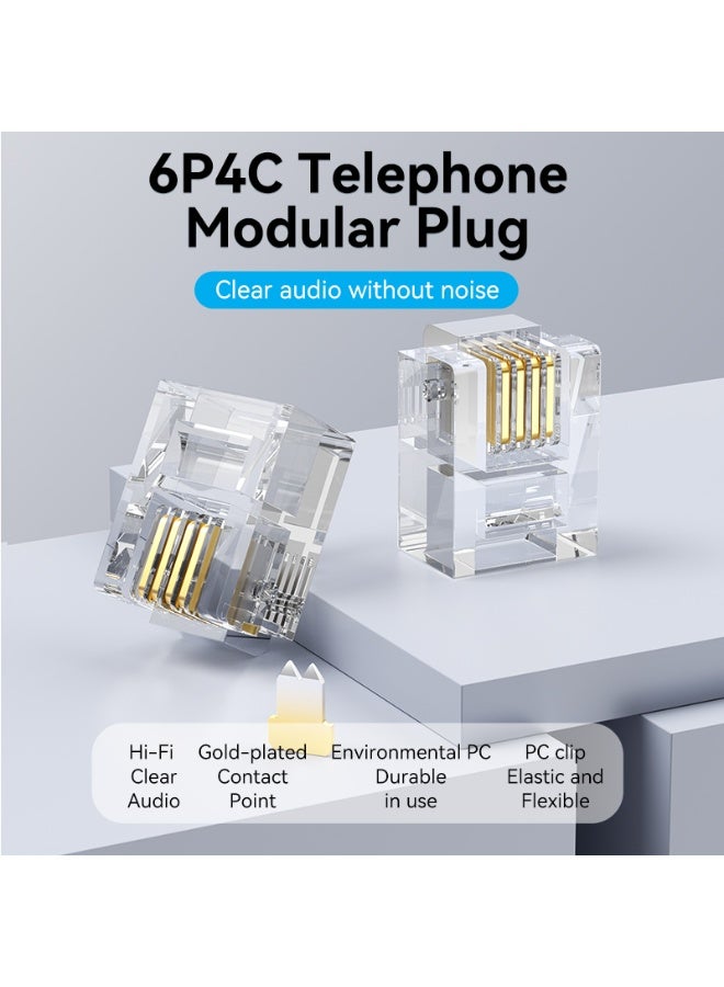 VENTION 6P4C Telephone Modular Plug 100Pcs/Pack Model# IDKR0-100 - Image 2