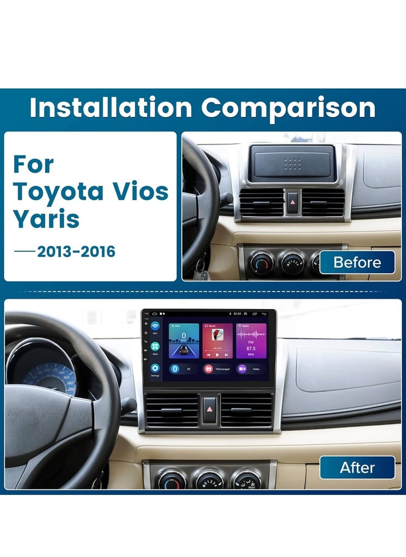 رايموس - ستيريو سيارة أندرويد لسيارة TOYOTA YARIS 2014 2015 2016 4 جيجابايت من ذاكرة الوصول العشوائي تدعم Apple Carplay Android Auto Wireless QLED تعمل باللمس DSP WiFi دعم متعدد اللاعبين بطاقة SIM كاميرا AHD م - Image 1