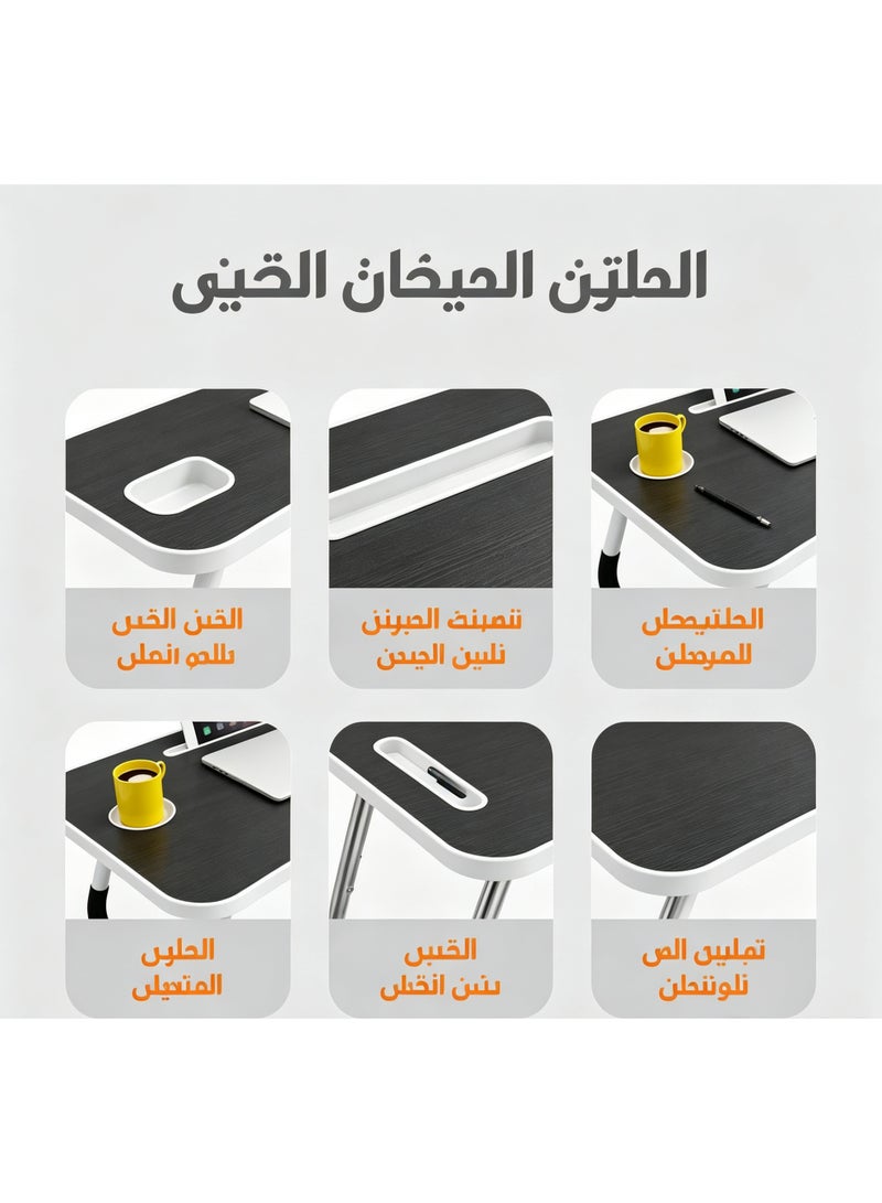 طاولة لابتوب للسرير قابلة للطي ومحمولة، طاولة دراسة متعددة الاستخدامات بمجرى أقلام - Image 2